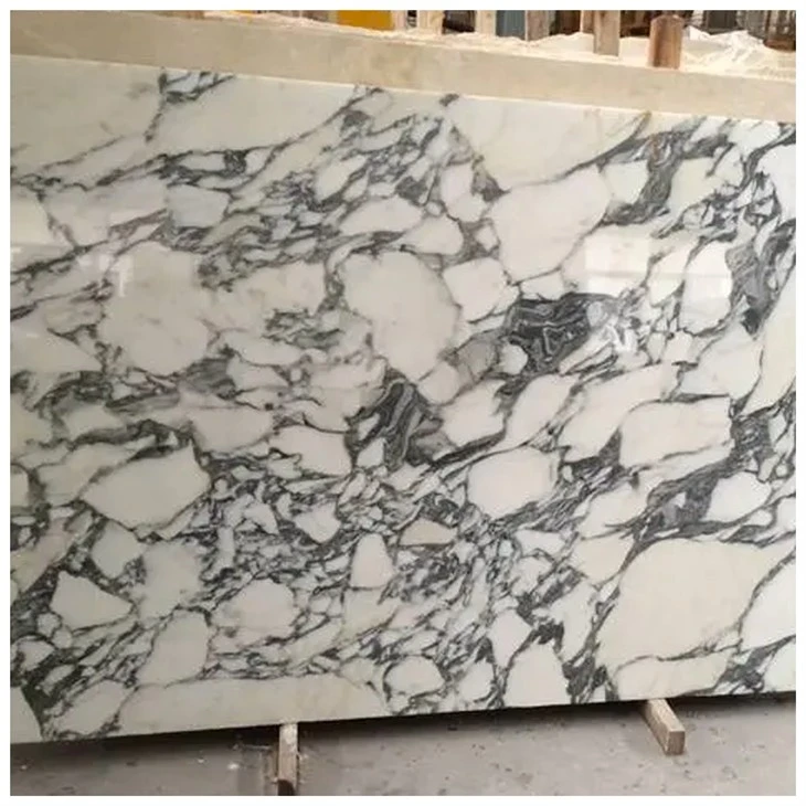 white arabescato marble slabs