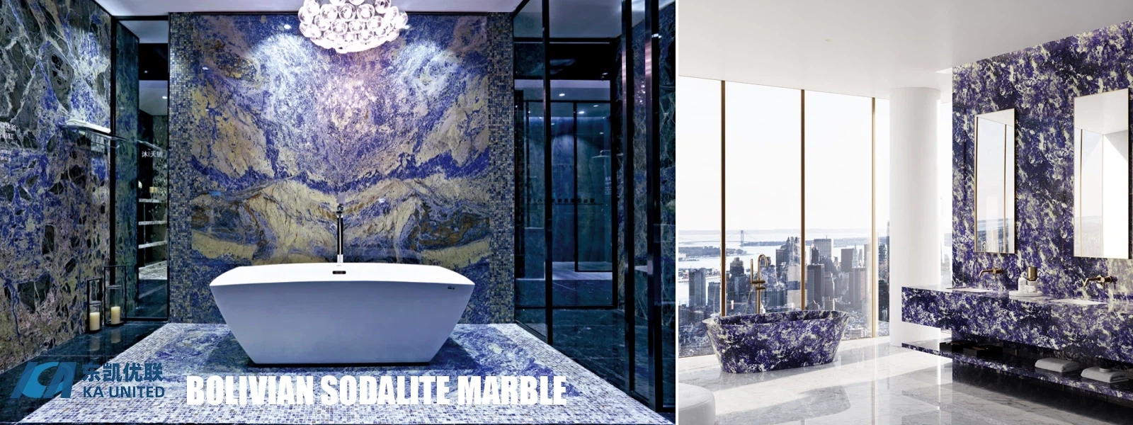 Bolivian Blue Sodalite Marble Bathroom Projects-KA UNITED Bolivian Blue Sodalite Marble Bathroom Projects-KA UNITED