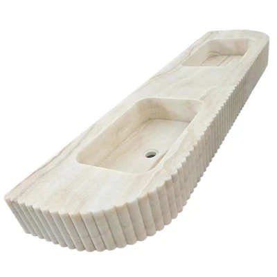 Geriffelte Waschbecken aus Vanille-Onyx